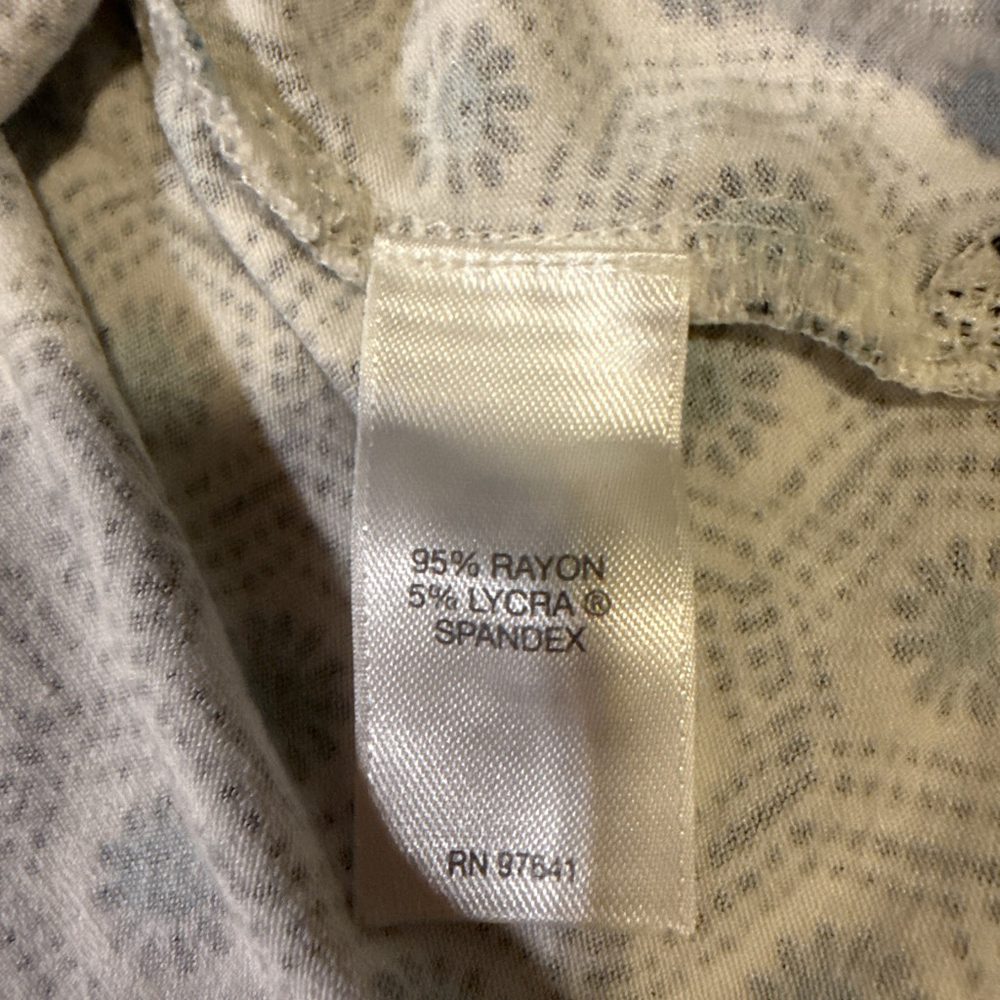 Women's J.Jill White & Blue Patterned Short Sleeve Tee, XSP - Picture 6 of 7